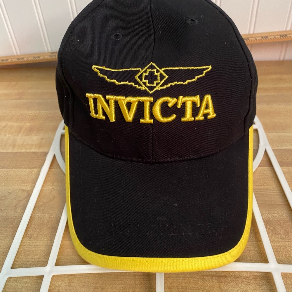 Preowned Men’s “ Invicta” Watch Hat/Cap. Adjustable Black/Yellow.